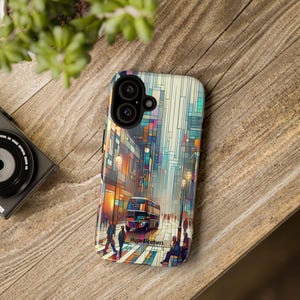Artistiek telefoonhoesje met stadsgezicht, stedelijke telefoonhoes, unieke stoere hoesjes, moderne stijl voor trendsetters, cadeau-ideeën