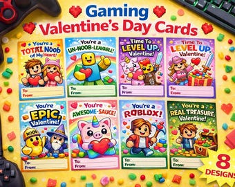 Gaming Valentine's Day Cards for Kids | Printable Video Game Valentines (PDF)