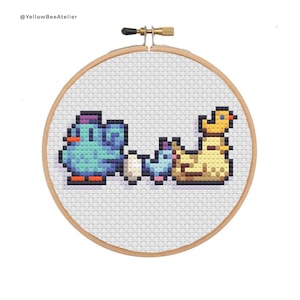 Stardew Valley Chicken Decal Cross Stitch Pattern, Compatible Pattern Keeper