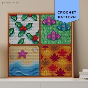 Stardew Valley Seasons Tapestry Crochet Pattern, Blanket crochet, Pixel
