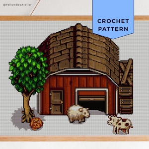 Stardew Valley Barn and Animals Tapestry Crochet Pattern, Blanket crochet, Pixel