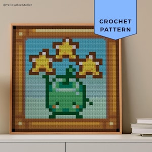 Stardew Valley Junimo Frame Tapestry Crochet Pattern, Blanket crochet, Pixel