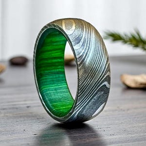 Unique Titanium Damascus Random Pattern Groomsmen Titanium Ring For Men Anniversary Gift Colorful Titanium Heat Anodized women titanium ring