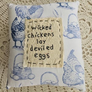 Coussin primitif Wicked Chickens, coussin de jardin, décoration de ferme