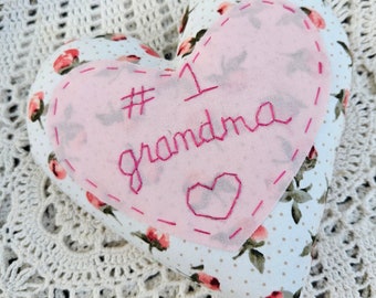 Grandma Heart Pillow - Farmhouse Decor, Cottage Decor, Spring Decor, Mother's Day Gift, Mom Gift, Tiered Tray Decor, Grandmother Gift