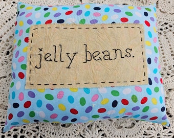 Jelly Beans Prim Stitchery Easter Pillow, Bunny Pillow - Farmhouse Easter Decor, Easter Decor, Spring Decor, Easter Basket