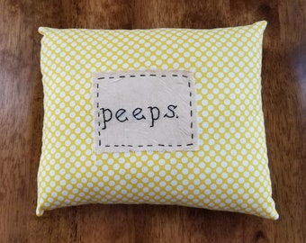 Peeps Easter Prim Stitchery Pillow, Bunny Pillow - Handmade, Farmhouse Decor, Easter Decor, Spring Decor, Rustic, Bunny Decor, Gift for Home