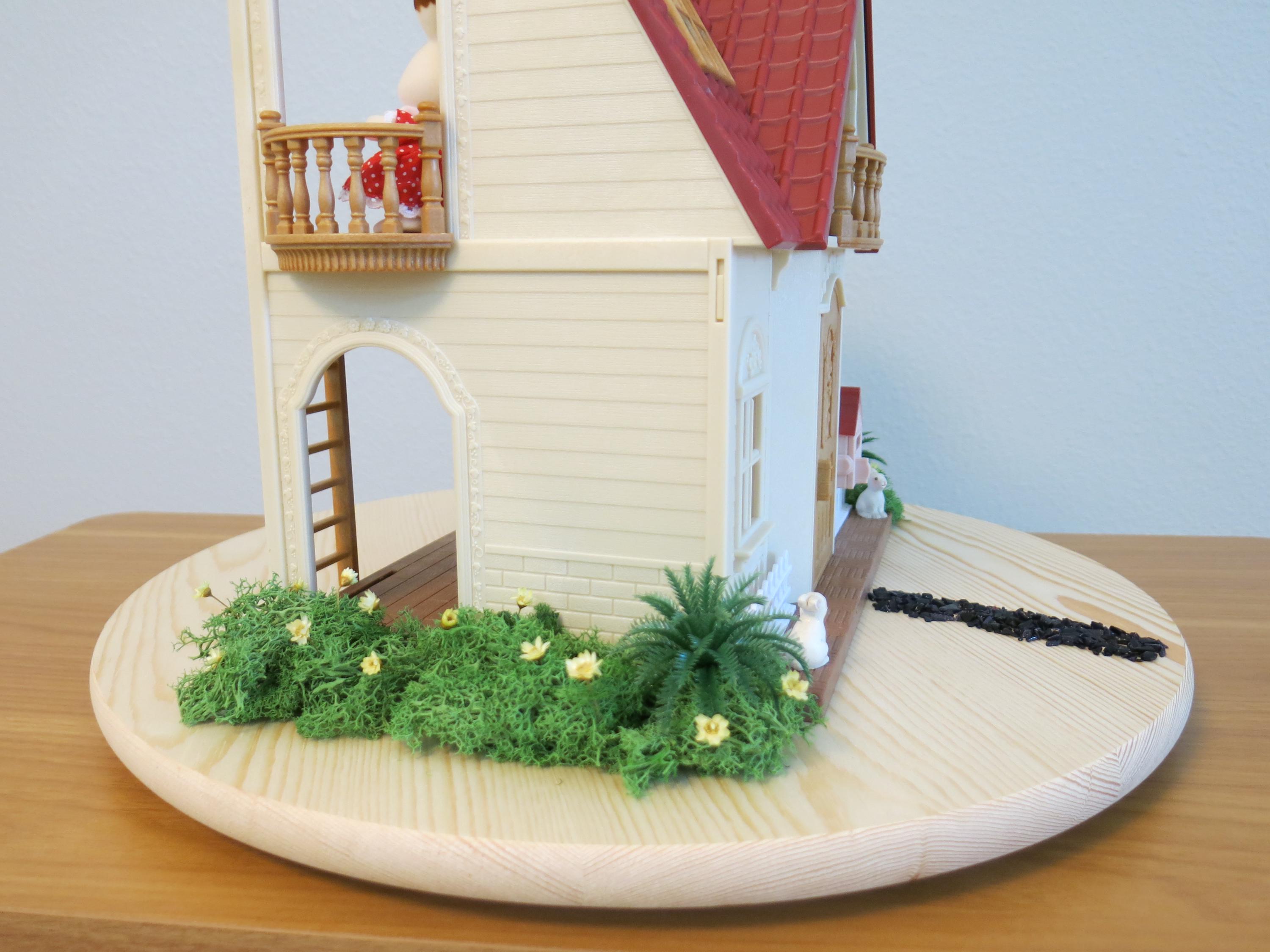 Dollhouse Wooden Turntable 24x16 Inches - 1:12 Scale Rotating Platform For Miniature Displays