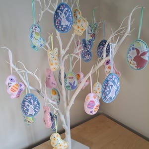 Easter chick and egg hanging fabric tree decorations