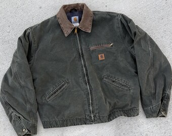 All Colors Available...................................Vintage Carhartt J97 Detroit Jacket | Faded Olive Green Sandstone Duck Work wear Coat