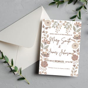 Convite de casamento Earthy | Convite de casamento EarthToned | Cartão postal de convite de casamento | Convite de casamento simples | Convites de casamento modernos