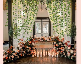 Artificial Ivy Garland with Fairy Lights – 12-Pack Hanging Greenery for Bedroom Wall Decor, Aesthetic LED Vines for Wedding, Party, Garden