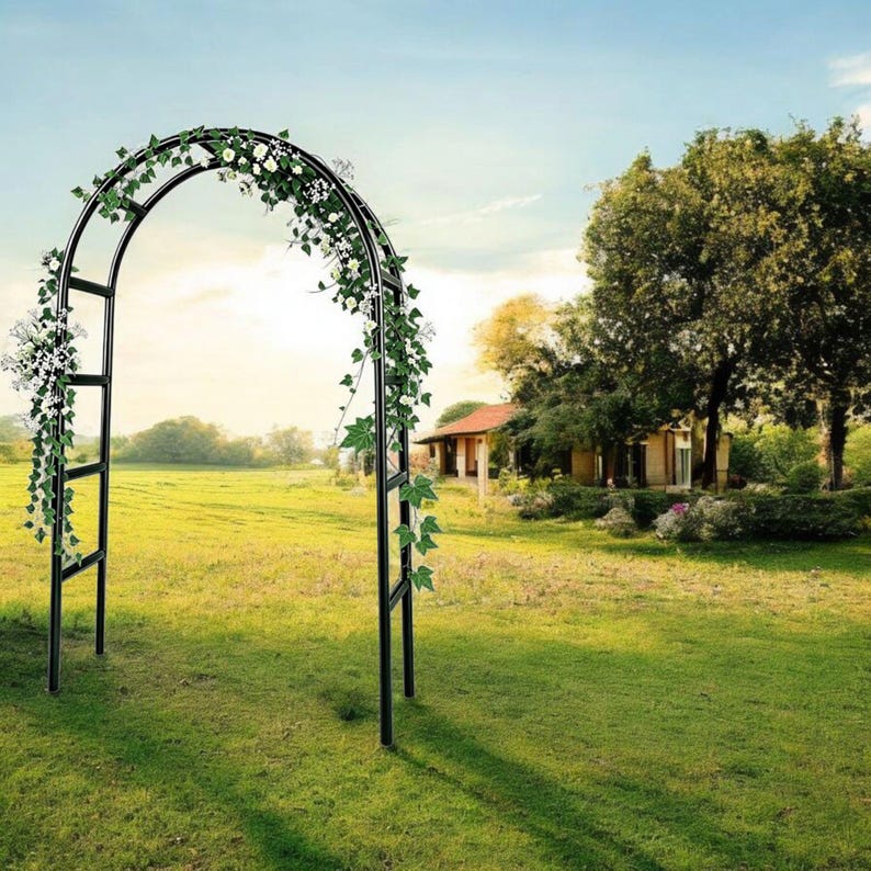 7.8FT Metal Garden Arch Trellis for Climbing Plants, Outdoor Wedding ...