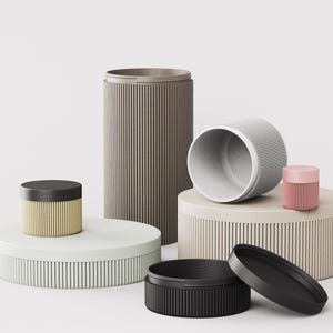 Zestaw 7 pudełek do przechowywania do druku 3D | Modułowe pojemniki z pokrywką śrubową | Organizer na biurko, do kuchni lub warsztatu | Easy Print STL