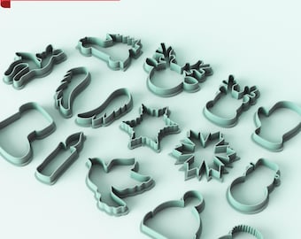 Weihnachten Ausstechformen STL - Set mit 26 Designs, 3D druckbare Tonausstechformen, Urlaub Backen Ausstechformen, 3D Druckdateien, digitaler Download