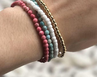 Stylish Beaded Bracelets-Aesthetic summery vibes-Inspired by the beach- one size fits all stretchy