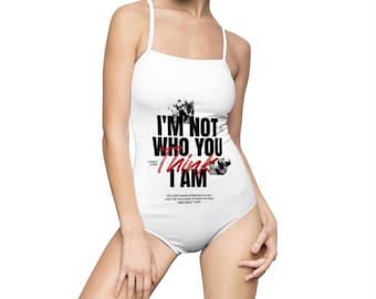 Costume da bagno intero con citazione motivazionale: schiena scoperta, abbigliamento da spiaggia estivo