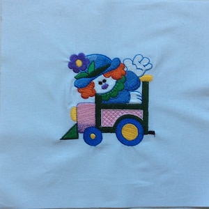 Circus Train Machine Embroidered Quilt Blocks