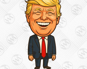 Funny Donald Trump Cartoon | Political Caricature Clipart | Trump Vector for T-Shirts, Stickers | Digital Download (AI, SVG, EPS, Png, Pdf)