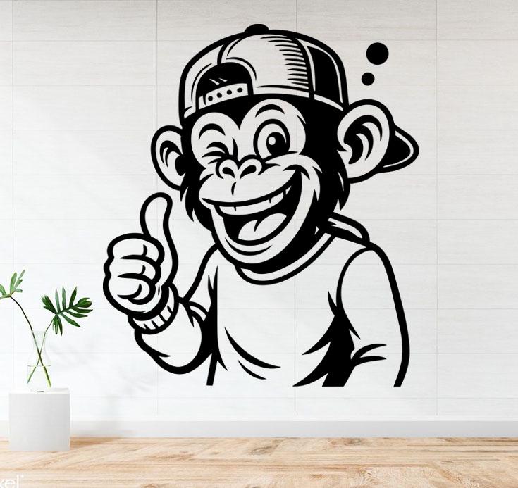 Cool Monkey Vector SVG | Cartoon Monkey Thumbs Up | Funny Hip Hop Chimp Clipart for T-Shirts, Stickers, Decals | AI PNG Eps Pdf
