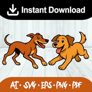 Playful Dogs SVG Bundle | Colorful Dog Breeds Clipart | Pet Vector AI SVG Png Eps Pdf | Puppy Cut Files for Cricut & Sublimation