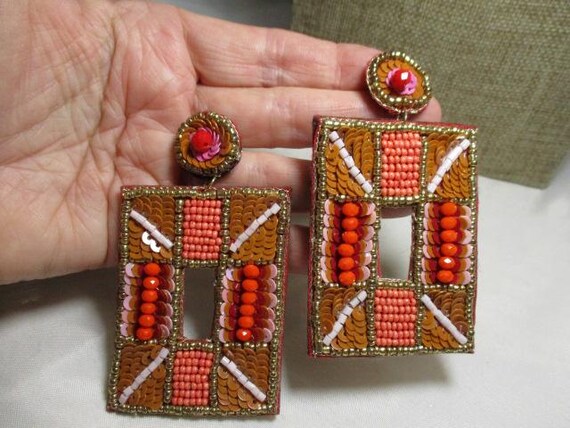 A Pair of Large 1960's Styled Rectangular Dangle … - image 2