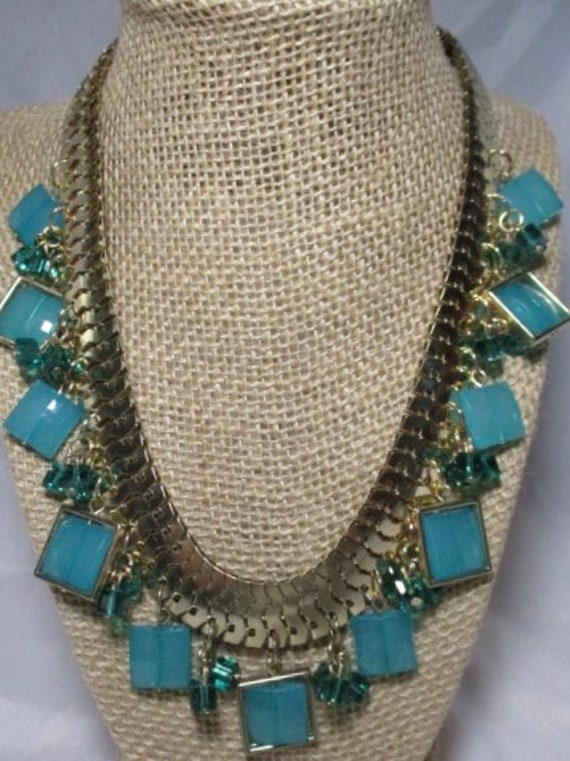 A Vintage Glamour ISH Turquoise Facetted with Gree