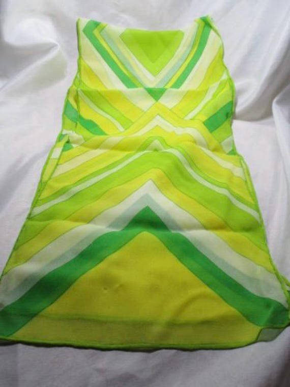 A Groovy Mod Semi-sheer Chartreuse & Yellow Sash/… - image 2