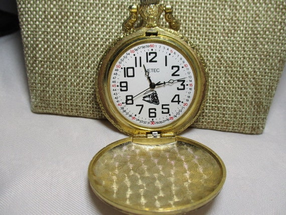 Netec Clock 1982 Reproduction NETEC Brand Gold Tone with Eagle on… - Gem