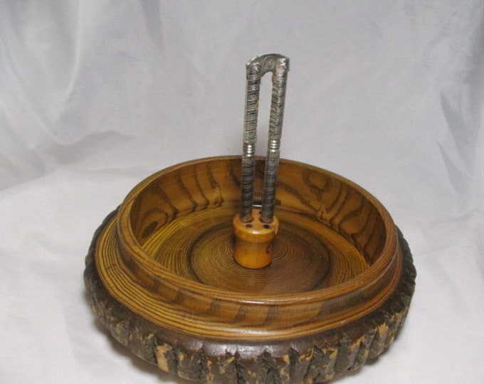 A 1970's Hand Turned Wooden Walnut Nut Bowl/dish With Nutcracker. Etsy