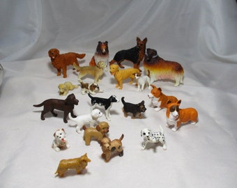 A Set of Twenty, Vintage Miniature Dog Figurines and Five are Signed SCHLEICH.