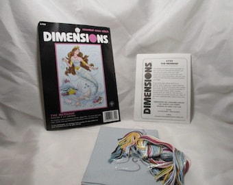 A 1997 DIMENSIONS THE MERMAID Counted Cross Stitch Kit.