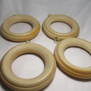 Lot Of 19 LARGE thick bronze tone Painted WOOD CURTAIN RINGS With Eyelet 1  X 4.5