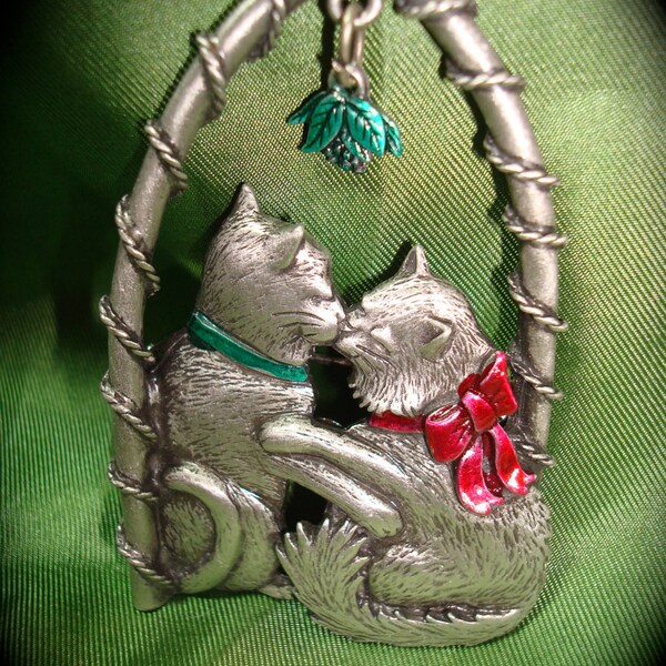JJ-Marke unter der Mistel-Kitty-Pin zu küssen.