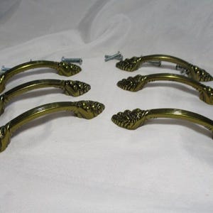 A Set of Six AMEROCK Burnished Brass Large Natural Elegance Fruit Pulls 3&quot; on Center.