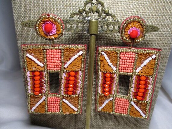 A Pair of Large 1960's Styled Rectangular Dangle … - image 3