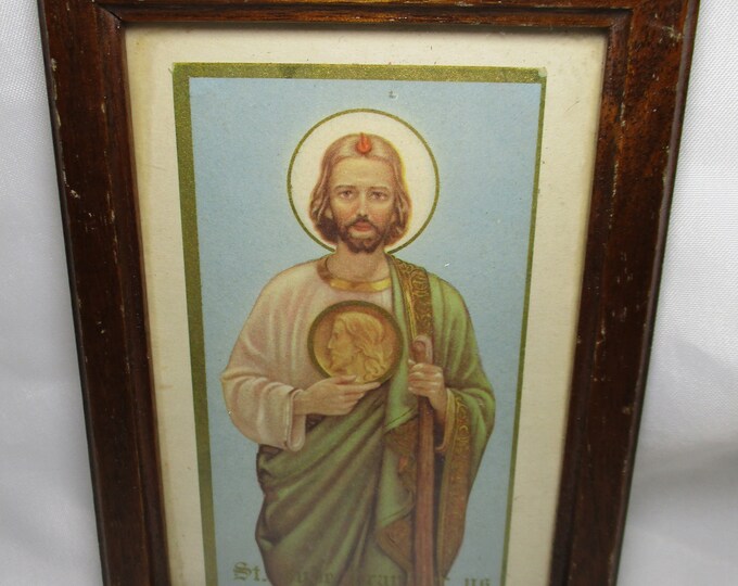 Vintage Framed ST.JUDE Protect Us Art in a Miniaturized Size. Etsy