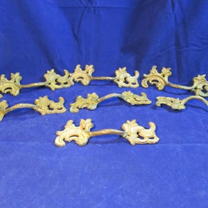A Set of Seven FRENCH PROVINCIAL Ornate Leafy Scrollwork Drawer Pulls. # A155.