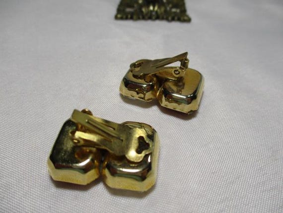 A Pair of Large Jeweled Like Ruby Red and Clear S… - image 4