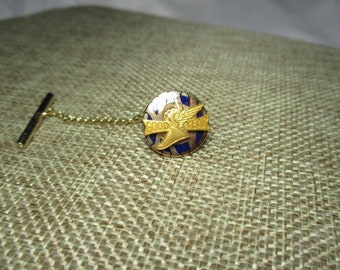 A Vintage GOODYEAR Tire 1/10 10K Gold with Cobalt Blue Enameling Tie Tack/Lapel Service Pin.