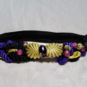 80s Carolyn Tanner Navy Teal Magenta Braided Rope Belt Beaded Luxe Gold Chain Vintage 80s Braided Rope Belt - Etsy main image 4