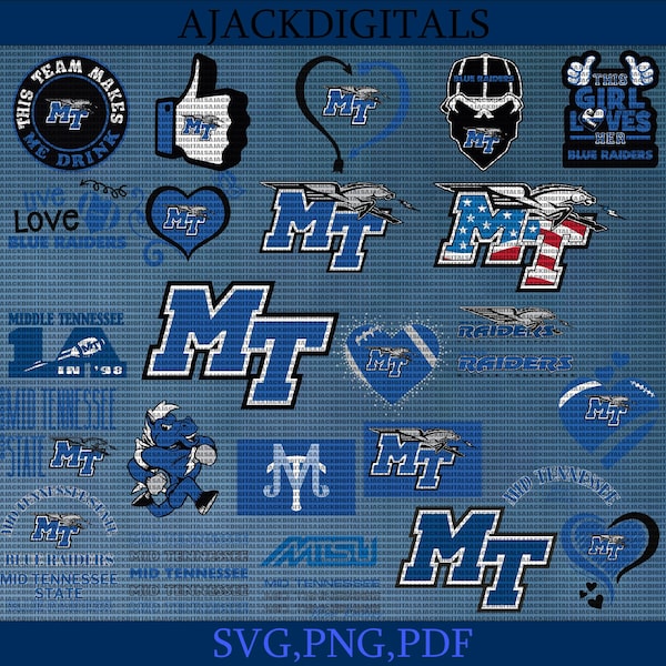High Quality Mid Tennessee College SVG, Athletics, Football, Blue Raiders SVG, University, Ready For Cricut, Digital File.