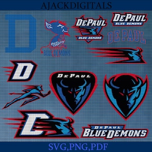 SVG de alta calidad de Depaul College, fútbol, SVG de Blue Demons, atletismo, baloncesto, universidad, listo para Cricut, archivo digital.