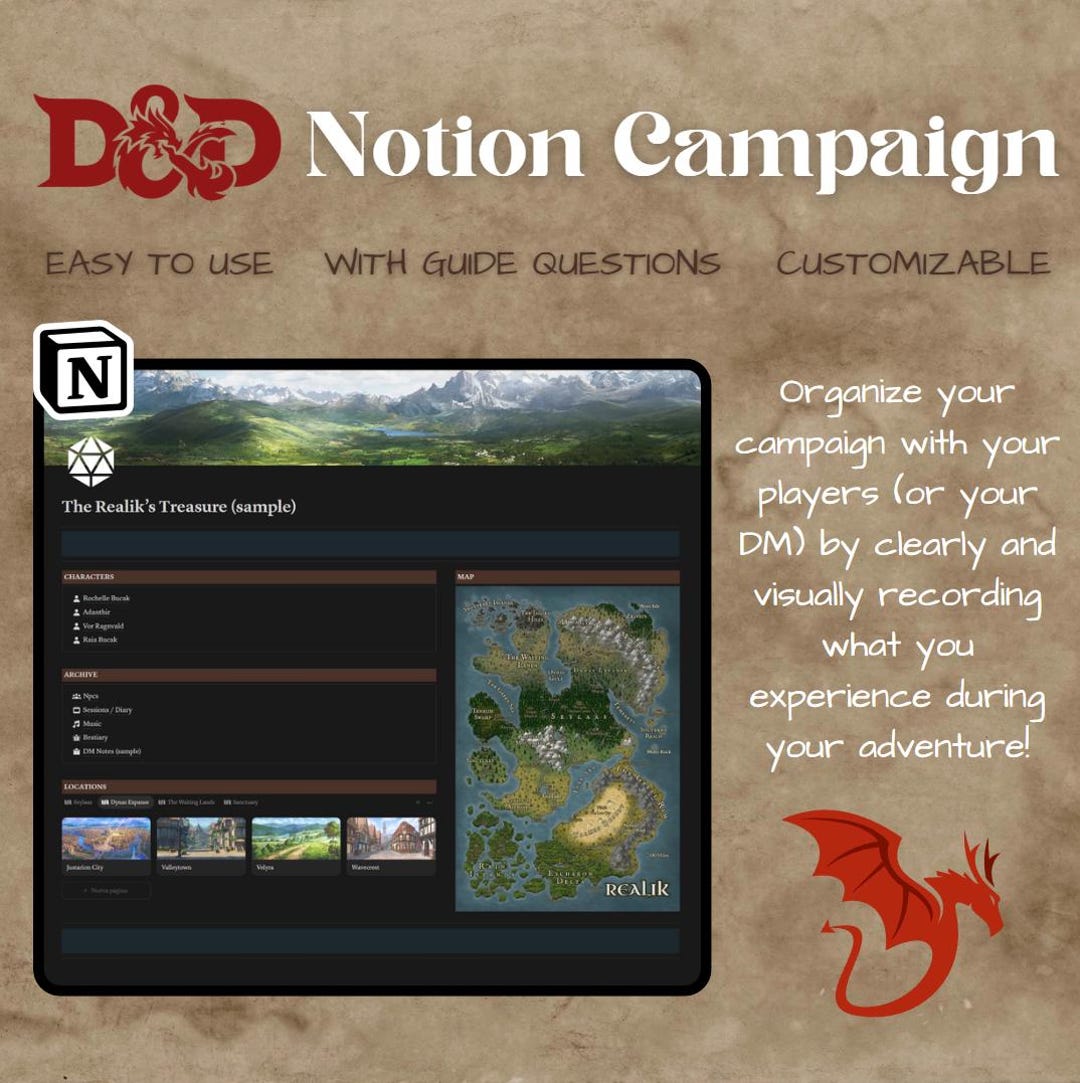 Notion D&D Campaign Template / Dungeons and Dragons Campaign / Notion