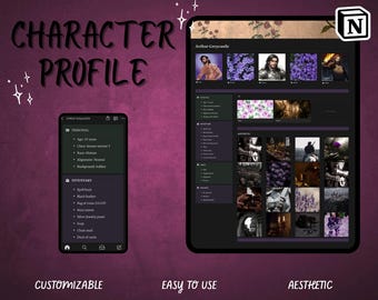 Notion Character Template / Notion for writers / Dungeons and Dragons D&D Template / Character Profile / Character Design