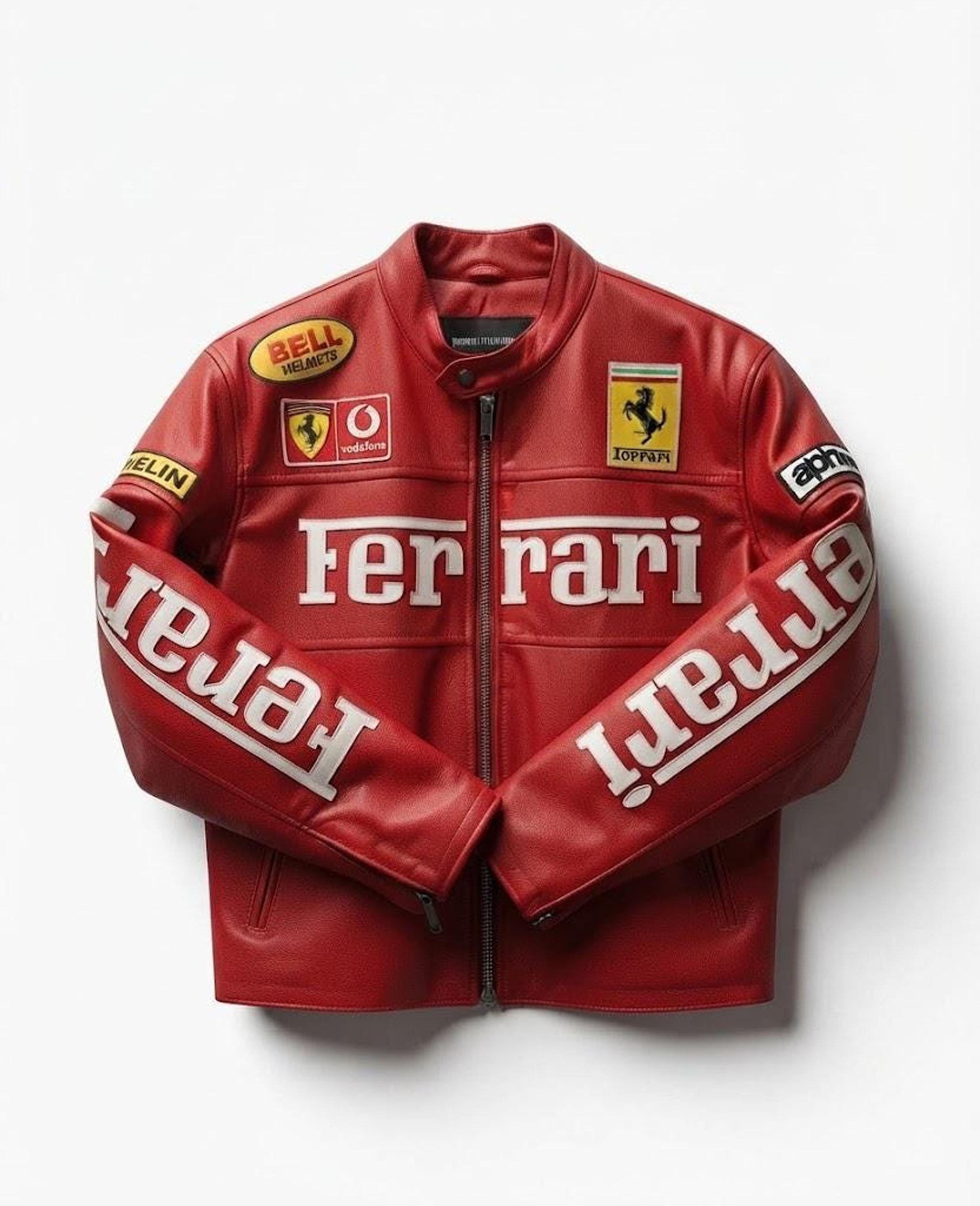 フェラーリ レザー ジャケット 赤 Ferrari Red Leather Jacket - Etsy