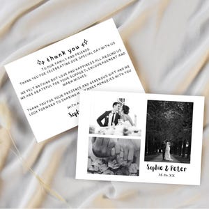 Modello di biglietto di ringraziamento scarabocchiato disegnato a mano, personalizzato, con foto personale, modificabile, divertente, unico, nota di ringraziamento per matrimonio, download immediato / DB0225