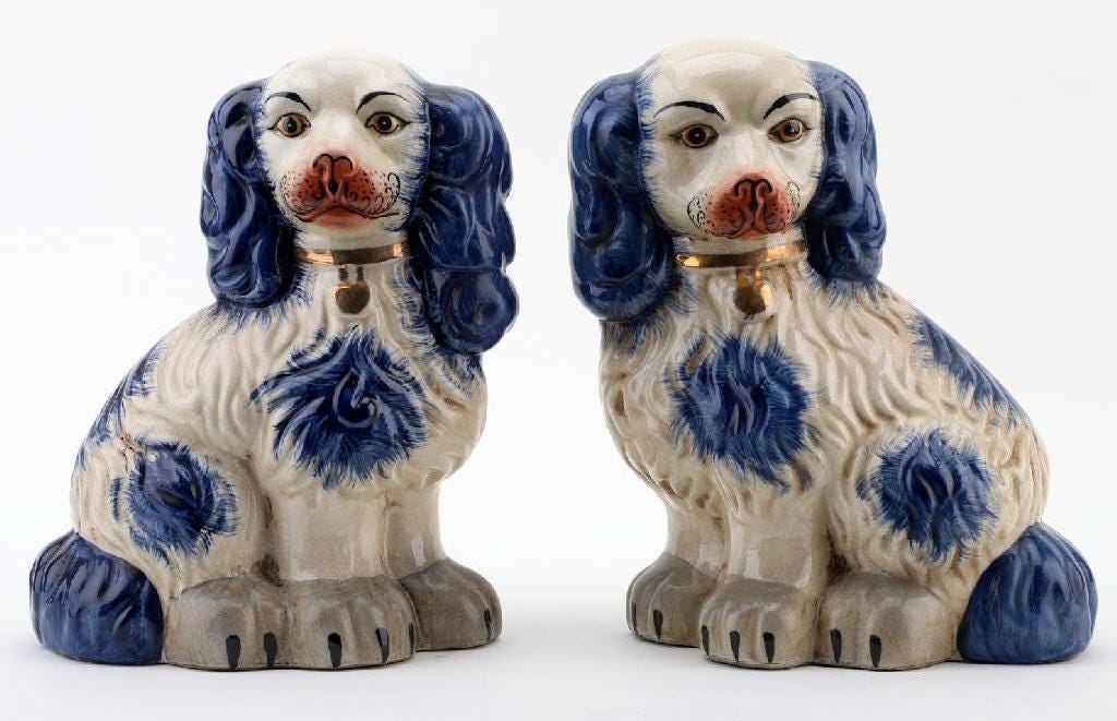 Blue and White Porcelain Dogs - Etsy