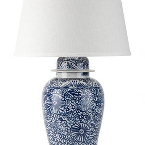 Chinoiserie Blue & White Porcelain Temple Jar Table Lamp