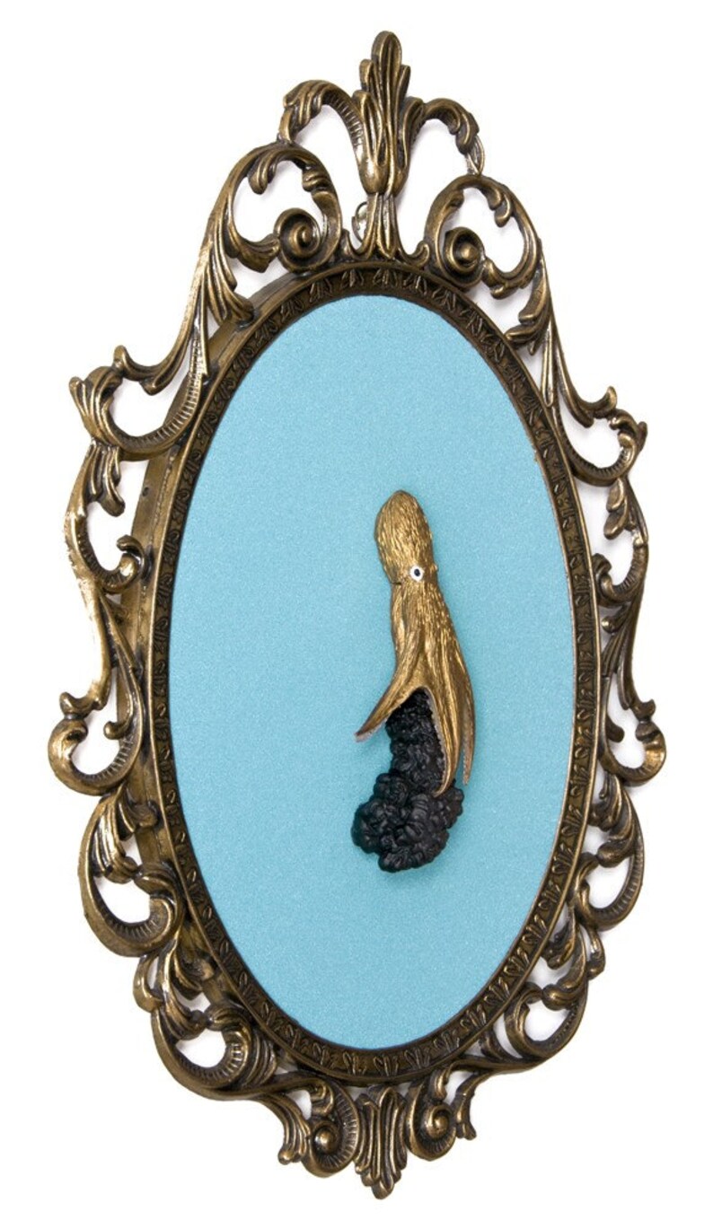 Gold Octopus with Ink Victorian Framed Object Wall Art Etsy